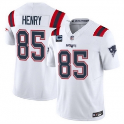 Men New England Patriots 85 Hunter Henry White 2025 F U S E  With 4 Star C Patch Vapor Limited Stitched Football Jersey Men New England Patriots 85 Hunter Henry White 2025 F U S E  With 4 Star C Patch Vapor Limited Stitched Football Jersey