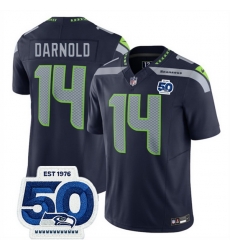 Men Seattle Seahawks 14 Sam Darnold Navy 2025 F U S E  50th Anniversary Patch Vapor Untouchable Limited Stitched Football Jersey Men Seattle Seahawks 14 Sam Darnold Navy 2025 F U S E  50th Anniversary Patch Vapor Untouchable Limited Stitched Football Jersey