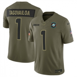 Men Miami Dolphins 1 Tua Tagovailo Olive 2025 F U S E  Salute to Service Limited Stitched Football Jersey Men Miami Dolphins 1 Tua Tagovailo Olive 2025 F U S E  Salute to Service Limited Stitched Football Jersey