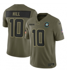 Men Miami Dolphins 10 Tyreek Hill Olive 2025 F U S E  Salute to Service Limited Stitched Football Jersey Men Miami Dolphins 10 Tyreek Hill Olive 2025 F U S E  Salute to Service Limited Stitched Football Jersey