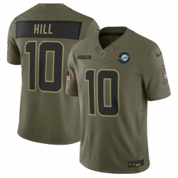 Men Miami Dolphins 10 Tyreek Hill Olive 2025 F U S E  Salute to Service Limited Stitched Football Jersey Men Miami Dolphins 10 Tyreek Hill Olive 2025 F U S E  Salute to Service Limited Stitched Football Jersey