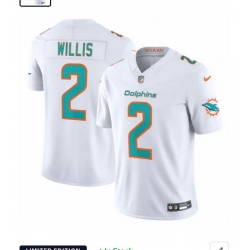 Men Miami Dolphins 2 Malik Willis White 2025 F U S E Rivalries Vapor Limited Stitched Football Jersey