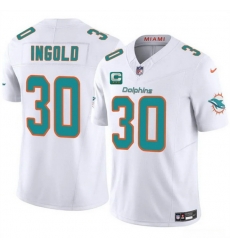 Men Miami Dolphins 30 Alec Ingold White 2025 F U S E  With 3 Star C Patch Vapor Limited Stitched Football Jersey Men Miami Dolphins 30 Alec Ingold White 2025 F U S E  With 3 Star C Patch Vapor Limited Stitched Football Jersey