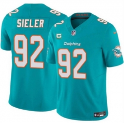 Men Miami Dolphins 92 Zach Sieler Aqua 2025 F U S E  With 2 Star C Patch Vapor Limited Stitched Football Jersey Men Miami Dolphins 92 Zach Sieler Aqua 2025 F U S E  With 2 Star C Patch Vapor Limited Stitched Football Jersey