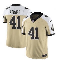 Men New Orleans Saints 41 Alvin Kamara Gold White Alternate 2025 F U S E  Vapor Limited Stitched Football Jersey Men New Orleans Saints 41 Alvin Kamara Gold White Alternate 2025 F U S E  Vapor Limited Stitched Football Jersey