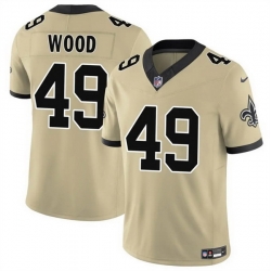 Men New Orleans Saints 49 Zach Wood Gold 2025 F U S E  Alternate Vapor Limited Stitched Football Jersey Men New Orleans Saints 49 Zach Wood Gold 2025 F U S E  Alternate Vapor Limited Stitched Football Jersey