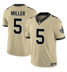 Men New Orleans Saints 5 Kendre Miller Gold 2025 F U S E  Alternate Vapor Limited Stitched Football Jersey Men New Orleans Saints 5 Kendre Miller Gold 2025 F U S E  Alternate Vapor Limited Stitched Football Jersey