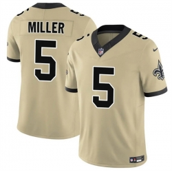 Men New Orleans Saints 5 Kendre Miller Gold 2025 F U S E  Alternate Vapor Limited Stitched Football Jersey Men New Orleans Saints 5 Kendre Miller Gold 2025 F U S E  Alternate Vapor Limited Stitched Football Jersey