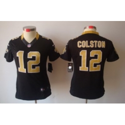 Women Nike New Orleans Saints #12 Marques Colston Black Game LIMITED Nike NFL Jerseys