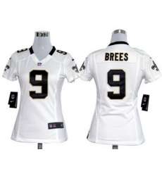 Womens Nike New Orleans Saints 9 Brees White Nike NFL Jerseys