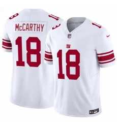 Men New York Giants 18 J J McCarthy White 2026 F U S E Vapor Untouchable Limited Stitched Jersey Men New York Giants 18 J J McCarthy White 2026 F U S E Vapor Untouchable Limited Stitched Jersey