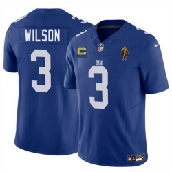 Men New York Giants 3 Russell Wilson Blue 2025 F U S E  With 4 star C Patch And Walter Payton Patch Vapor Untouchable Limited Stitched Jersey Men New York Giants 3 Russell Wilson Blue 2025 F U S E  With 4 star C Patch And Walter Payton Patch Vapor Untouchable Limited Stitched Jersey