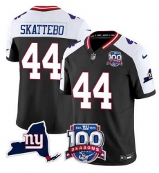Men New York Giants 44 Cam Skattebo Black White 2025 Draft F U S E  100th Season  26 State Patch Vapor Limited Stitched Football Jersey Men New York Giants 44 Cam Skattebo Black White 2025 Draft F U S E  100th Season  26 State Patch Vapor Limited Stitched Football Jersey