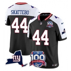 Men New York Giants 44 Cam Skattebo Black White 2025 Draft F U S E  100th Season  26 State Patch Vapor Limited Stitched Football Jersey Men New York Giants 44 Cam Skattebo Black White 2025 Draft F U S E  100th Season  26 State Patch Vapor Limited Stitched Football Jersey