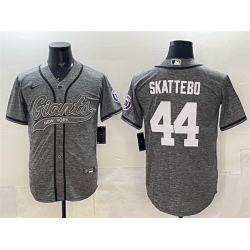 Men New York Giants 44 Cam Skattebo Gray With Patch Cool Base Stitched Baseball Jersey Men New York Giants 44 Cam Skattebo Gray With Patch Cool Base Stitched Baseball Jersey