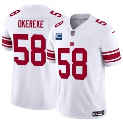 Men New York Giants 58 Bobby Okereke White 2025 F U S E  With 2 Star C Patch Vapor Untouchable Limited Stitched Jersey Men New York Giants 58 Bobby Okereke White 2025 F U S E  With 2 Star C Patch Vapor Untouchable Limited Stitched Jersey