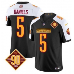 Men Washington Commanders 5 Jayden Daniels Black White 2024 F U S E  90th Anniversary Vapor Limited Stitched Football Jersey