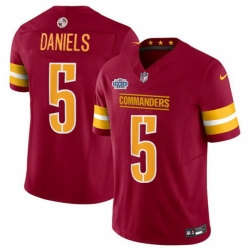 Men Washington Commanders 5 Jayden Daniels Burgundy 2024 With Draft Patch F U S E Vapor Limited Stitched Football Jersey