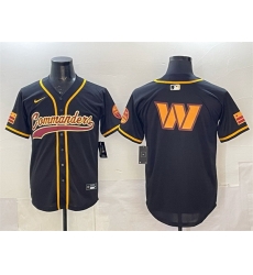Men Washington Commanders Team Big Logo Black Limited Stitched Baseball Jersey Men Washington Commanders Team Big Logo Black Limited Stitched Baseball Jersey