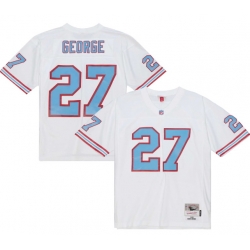 Men Tennessee Oilers 27 Eddie George White Throwback Stitched Jersey Men Tennessee Oilers 27 Eddie George White Throwback Stitched Jersey