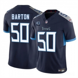 Men Tennessee Titans 50 Cody Barton Navy 2025 F U S E  With 1 Star C Patch Vapor Limited Stitched Football Jersey Men Tennessee Titans 50 Cody Barton Navy 2025 F U S E  With 1 Star C Patch Vapor Limited Stitched Football Jersey