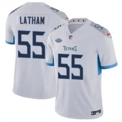 Men Tennessee Titans 55 JC Latham White 2024 F U S E With Draft Patch Vapor Limited Stitched Football Jersey