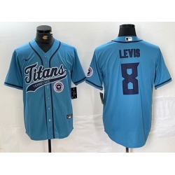 Men Tennessee Titans 8 Will Levis Blue With Patch Cool Base Stitched Baseball Jersey 1