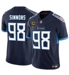 Men Tennessee Titans 98 Jeffery Simmons Navy 2025 F U S E  With 4 Star C Patch Vapor Limited Stitched Football Jersey Men Tennessee Titans 98 Jeffery Simmons Navy 2025 F U S E  With 4 Star C Patch Vapor Limited Stitched Football Jersey