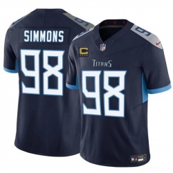 Men Tennessee Titans 98 Jeffery Simmons Navy 2025 F U S E  With 4 Star C Patch Vapor Limited Stitched Football Jersey Men Tennessee Titans 98 Jeffery Simmons Navy 2025 F U S E  With 4 Star C Patch Vapor Limited Stitched Football Jersey