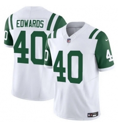 Men New York Jets 40 Donovan Edwards White 2025 F U S E  Classic Alternate Vapor Untouchable Limited Stitched Jersey Men New York Jets 40 Donovan Edwards White 2025 F U S E  Classic Alternate Vapor Untouchable Limited Stitched Jersey