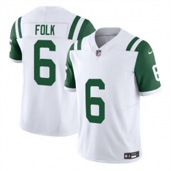 Men New York Jets 6 Nick Folk White 2025 F U S E  Classic Alternate Vapor Untouchable Limited Stitched Jersey Men New York Jets 6 Nick Folk White 2025 F U S E  Classic Alternate Vapor Untouchable Limited Stitched Jersey