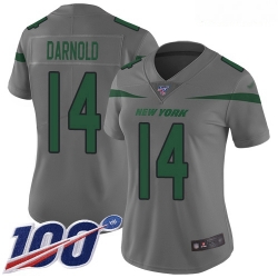 Jets #14 Sam Darnold Gray Women Stitched Football Limited Inverted Legend 100th Season Jersey Jets #14 Sam Darnold Gray Women Stitched Football Limited Inverted Legend 100th Season Jersey