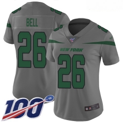 Jets #26 Le 27Veon Bell Gray Women Stitched Football Limited Inverted Legend 100th Season Jersey Jets #26 Le 27Veon Bell Gray Women Stitched Football Limited Inverted Legend 100th Season Jersey