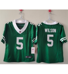 Women New York Jets 5 Garrett Wilson Green F U S E  Vapor Stitched Jersey  Women New York Jets 5 Garrett Wilson Green F U S E  Vapor Stitched Jersey