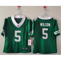Women New York Jets 5 Garrett Wilson Green F U S E  Vapor Stitched Jersey  Women New York Jets 5 Garrett Wilson Green F U S E  Vapor Stitched Jersey