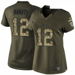 Womens Nike New York Jets 12 Joe Namath Elite Green Salute to Service NFL Jersey Womens Nike New York Jets 12 Joe Namath Elite Green Salute to Service NFL Jersey