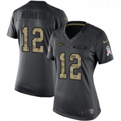 Womens Nike New York Jets 12 Joe Namath Limited Black 2016 Salute to Service NFL Jersey Womens Nike New York Jets 12 Joe Namath Limited Black 2016 Salute to Service NFL Jersey