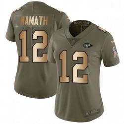Womens Nike New York Jets 12 Joe Namath Limited OliveGold 2017 Salute to Service NFL Jersey Womens Nike New York Jets 12 Joe Namath Limited OliveGold 2017 Salute to Service NFL Jersey