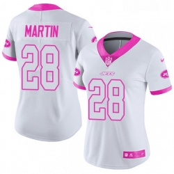 Womens Nike New York Jets 28 Curtis Martin Limited WhitePink Rush Fashion NFL Jersey Womens Nike New York Jets 28 Curtis Martin Limited WhitePink Rush Fashion NFL Jersey