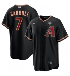 Men Arizona Diamondbacks 7 Corbin Carroll Black 2023 World Series Cool Base Stitched Baseball Jersey 596