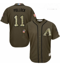 Mens Majestic Arizona Diamondbacks 11 A J Pollock Authentic Green Salute to Service MLB Jersey