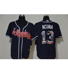 Braves 13 Ronald Acuna Jr  Navy Nike Cool Base Player Jersey