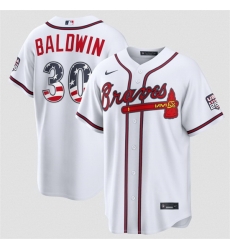 Men Atlanta Braves 30 Drake Baldwin White USA 250 Fourth of July Home Stadium Stitched Baseball Jersey Men Atlanta Braves 30 Drake Baldwin White USA 250 Fourth of July Home Stadium Stitched Baseball Jersey