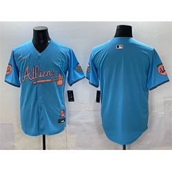 Men Atlanta Braves Blank Blue 2024 Atliens  26 Peach With Outkast Patch Vapor Limited Stitched Baseball Jersey Men Atlanta Braves Blank Blue 2024 Atliens  26 Peach With Outkast Patch Vapor Limited Stitched Baseball Jersey