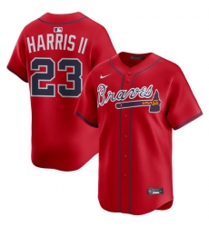 Men Atlanta Braves Nike Alternate Limited Jersey Red Harris II Michael 23
