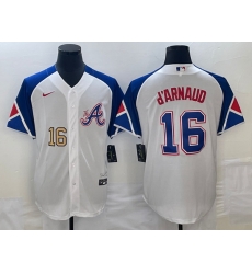 Men's Atlanta Braves #16 Travis dArnaud Number White 2023 City Connect Cool Base Stitched Jerseys