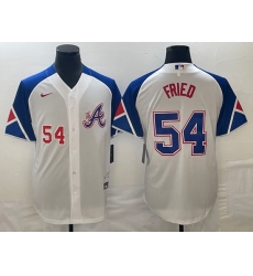 Men's Atlanta Braves #54 Max Fried Number White 2023 City Connect Cool Base Stitched Jersey1