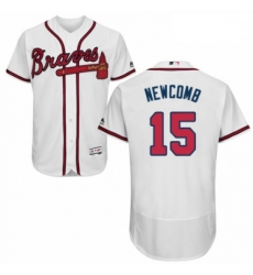 Mens Majestic Atlanta Braves 15 Sean Newcomb White Home Flex Base Authentic Collection MLB Jersey