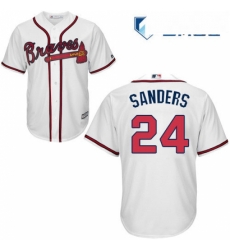 Mens Majestic Atlanta Braves 24 Deion Sanders Replica White Home Cool Base MLB Jersey