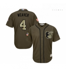 Mens Baltimore Orioles 4 Earl Weaver Authentic Green Salute to Service Baseball Jersey 